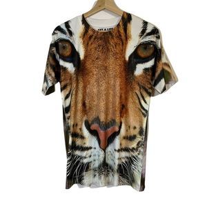 Get A Life tiger face graphic short sleeve crew neck t shirt men's small